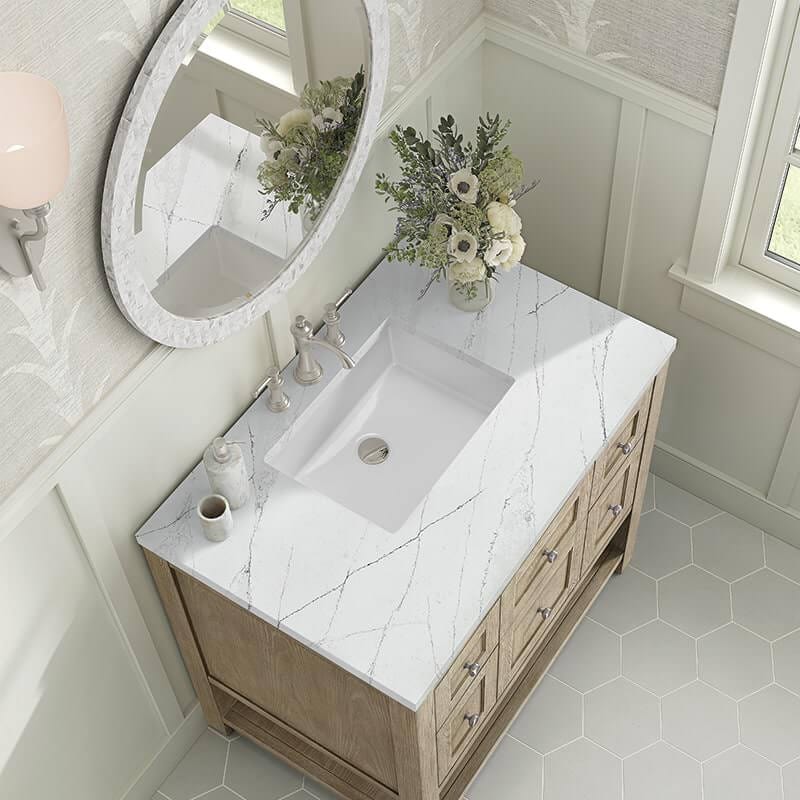 James Martin Breckenridge 36 Inch Single Vanity Whitewashed Oak With Ethereal Noctis Silestone Top