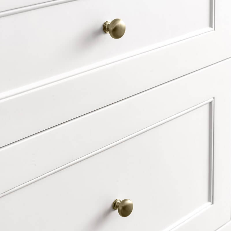 Breckenridge 36 Inch Single Vanity Bright White Champagne Brass Knobs