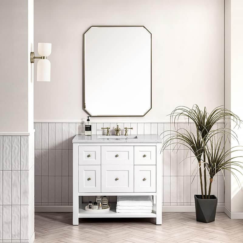 Breckenridge 36 Inch Single Vanity Bright White Front View Lifestyle