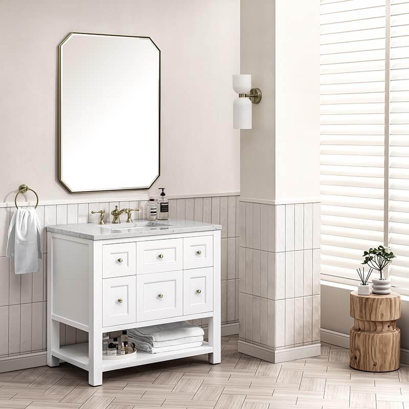 Breckenridge 36 Inch Single Vanity Bright White With Eternal Jasmine Pearl Top