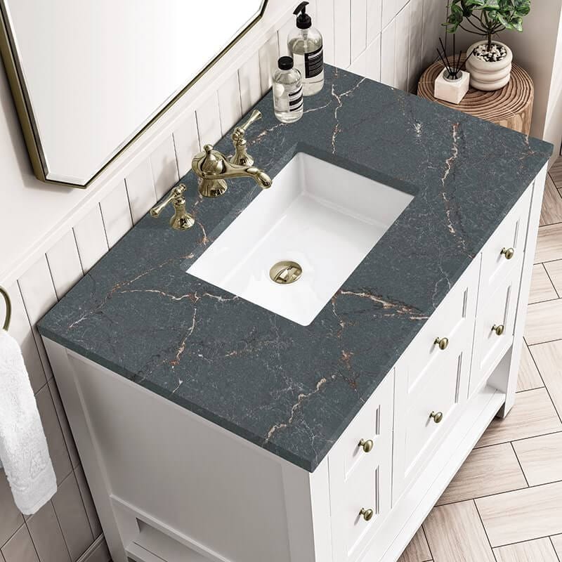 Breckenridge 36 Inch Single Vanity Bright White With Parisien Bleu Top