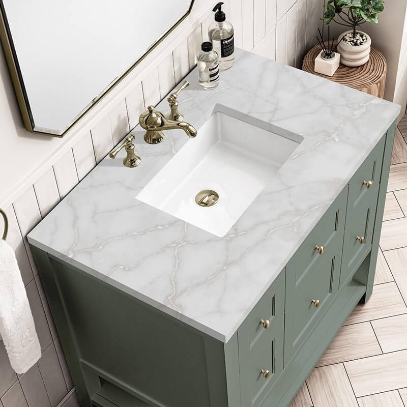 Breckenridge 36 Inch Single Vanity Smokey Celadon With Victorian Silver Top