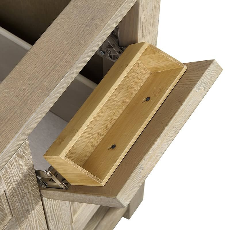 Breckenridge 36 Inch Single Vanity Whitewashed Oak Top Row Tip Out Drawers