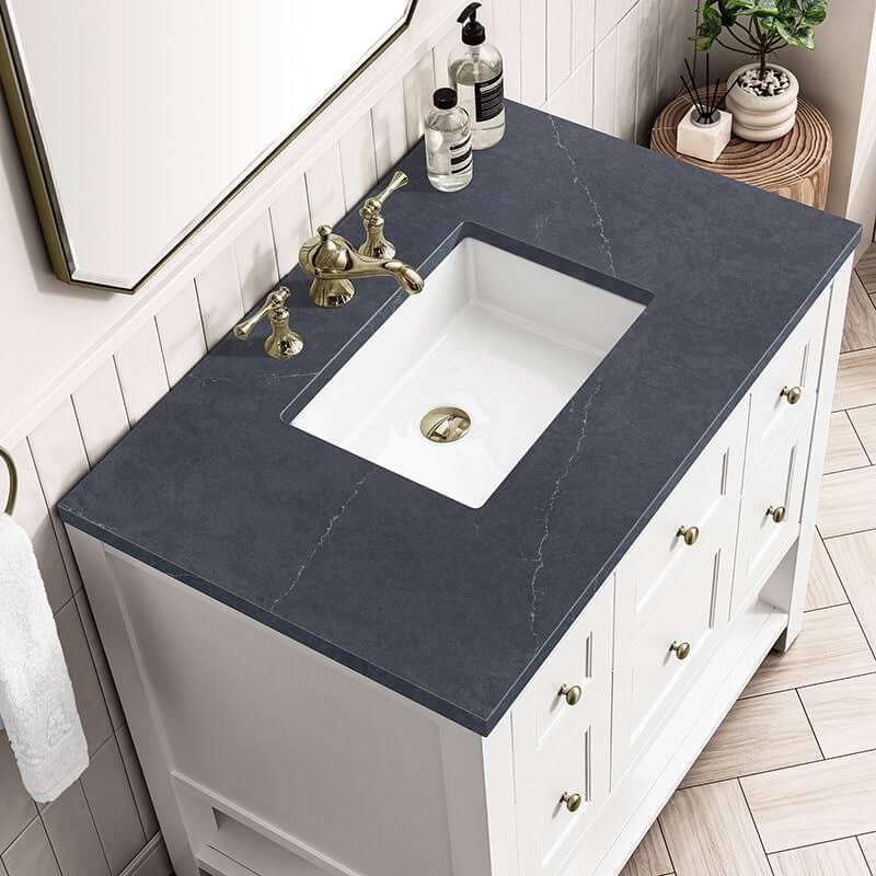 Breckenridge 36" Single Vanity Bright White With Charcoal Soapstone Top