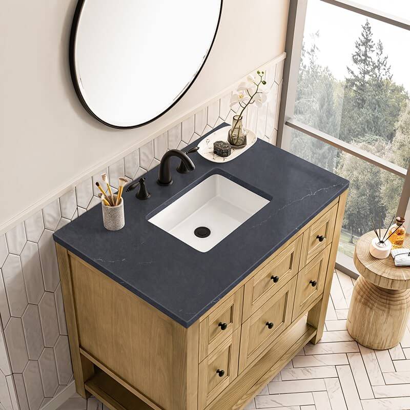 Breckenridge 36" Single Vanity Light Natural Oak With Charcoal Soapstone Top