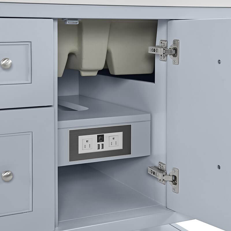 Breckenridge 36" Single Vanity Serenity Blue Integrated 120V Outlet With USB Ports