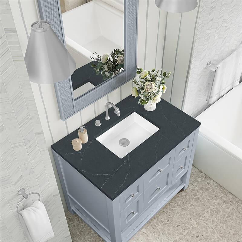 Breckenridge 36" Single Vanity Serenity Blue With Charcoal Soapstone Quartz Top