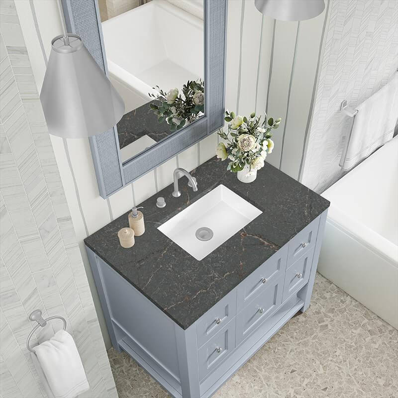 Breckenridge 36" Single Vanity Serenity Blue With Parisien Bleu Quartz Top