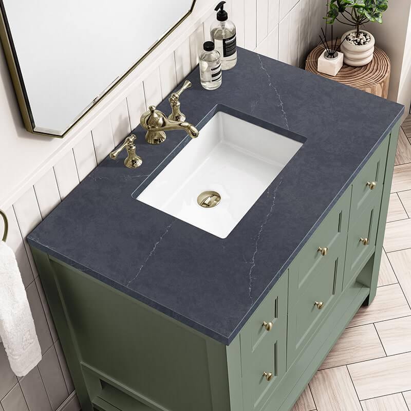 Breckenridge 36" Single Vanity Smokey Celadon With Charcoal Soapstone Top