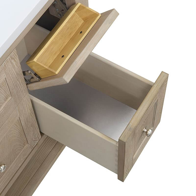 Breckenridge 36" Single Vanity Whitewashed Oak Drawers Open