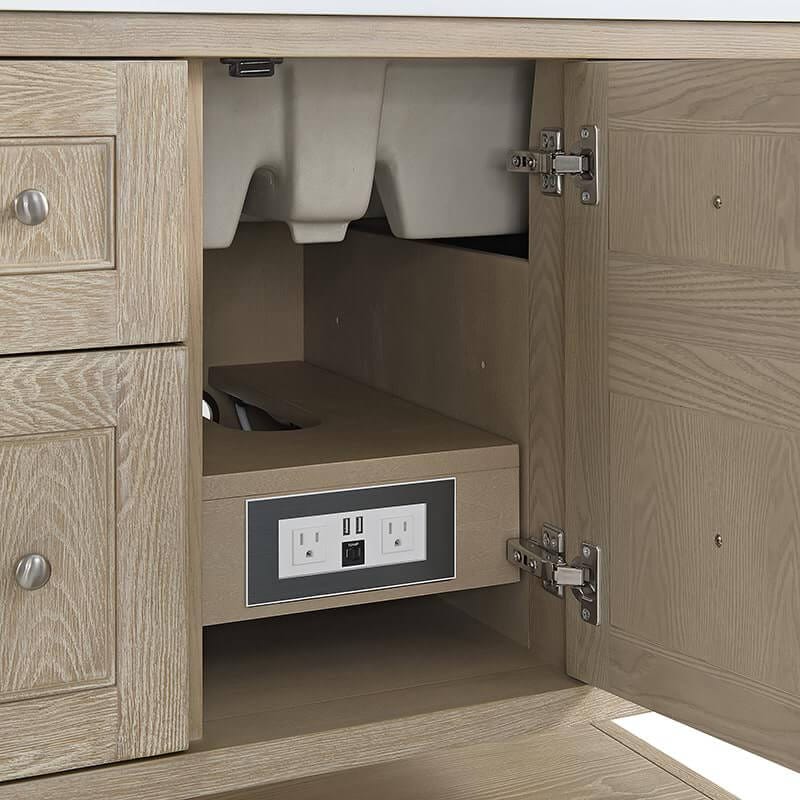 Breckenridge 36" Single Vanity Whitewashed Oak Integrated 120v Outlet With Usb Ports
