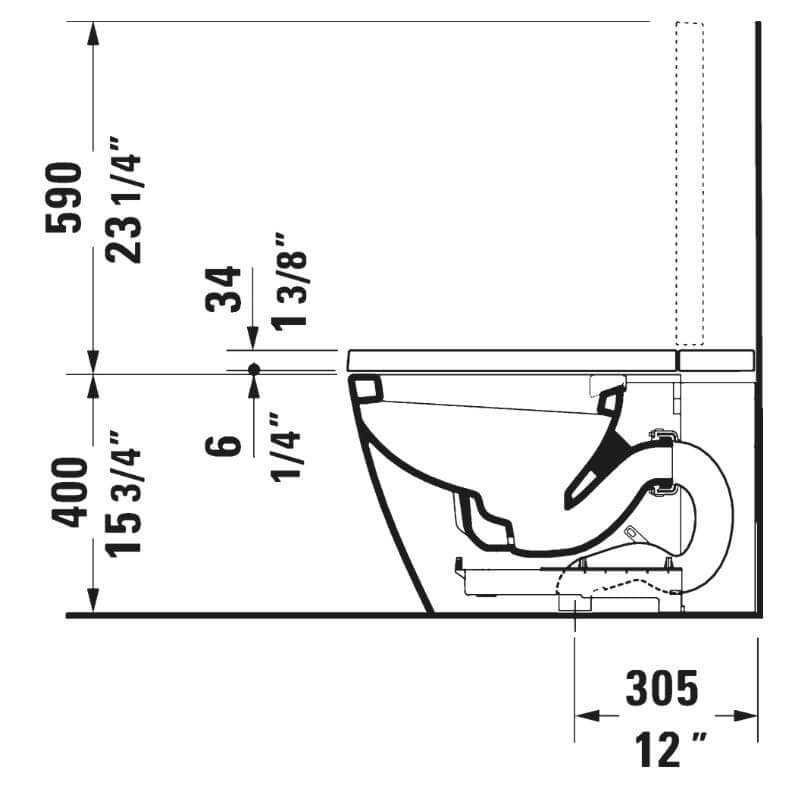 duravit 620000 sensowash i bidet toilet side view dimensions