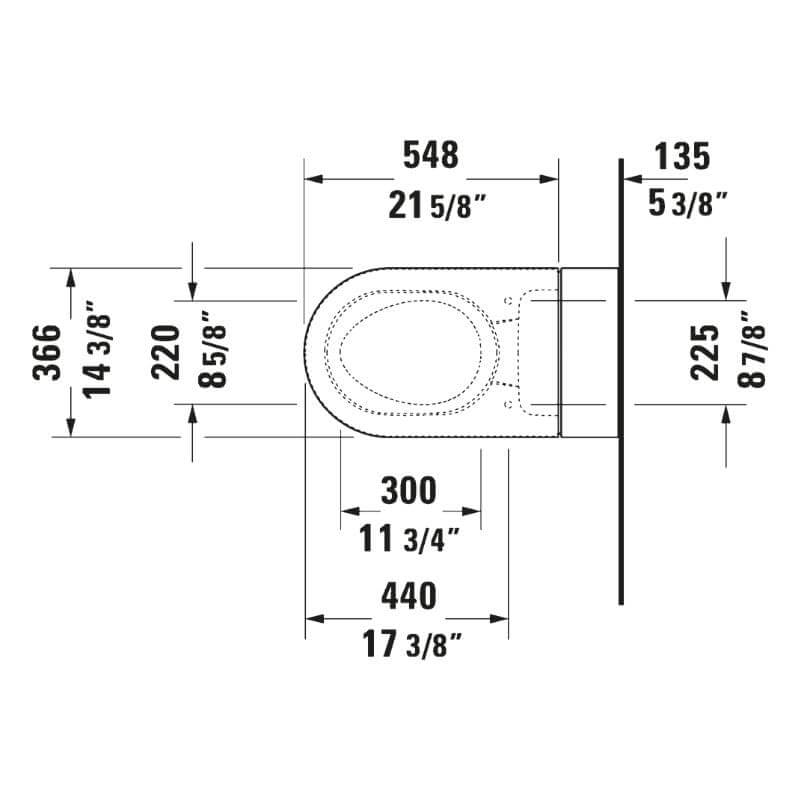 duravit 620000 sensowash i bidet toilet top view dimensions