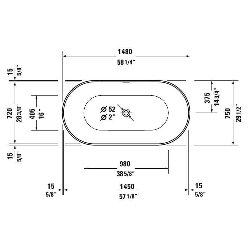 duravit no.1 bathtub 700524 top view dimensions