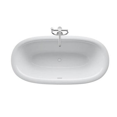 duravit white tulip 700469 freestanding bathtub top view with faucet