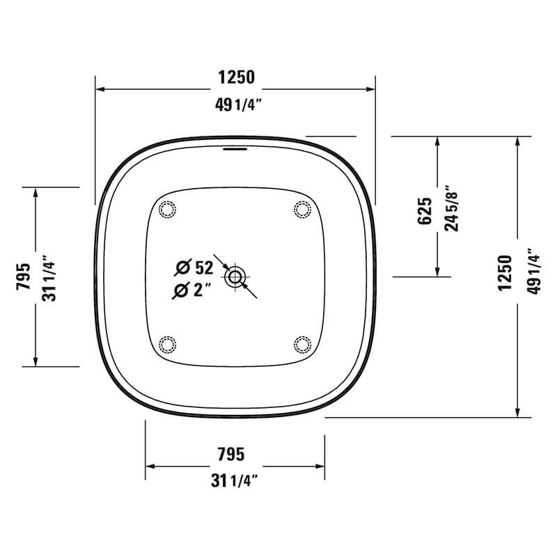 duravit zencha 700464 freestanding bathtub top view dimensions