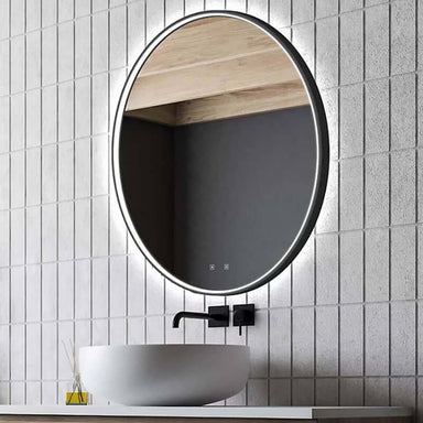 electric mirror brilliance lighted mirror gray wall