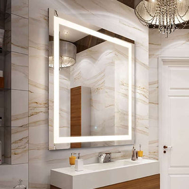 electric mirror integrity square LED lighted mirror angled right