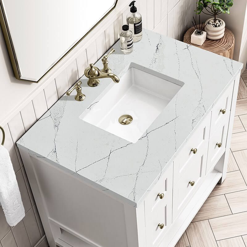 James Martin Breckenridge 36 Inch Single Vanity Bright White With Ethereal Noctis Top
