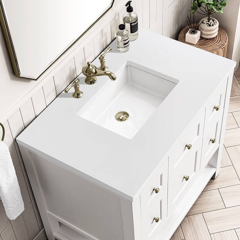 James Martin Breckenridge 36 Inch Single Vanity Bright White With White Zeus Top