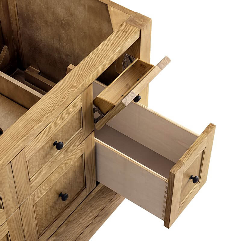 James Martin Breckenridge 36 Inch Single Vanity Light Natural Oak Drawers Open