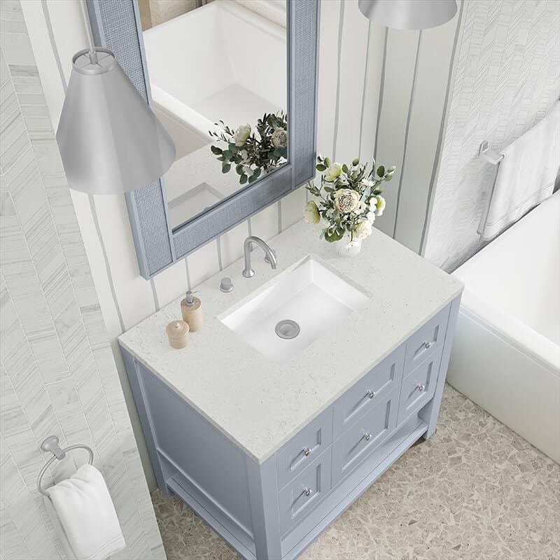 James Martin Breckenridge 36 Inch Single Vanity Serenity Blue With Lime Delight Quartz Top
