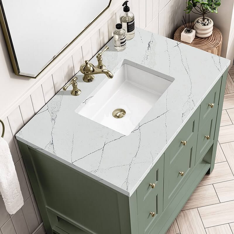 James Martin Breckenridge 36 Inch Single Vanity Smokey Celadon With Ethereal Noctis Top