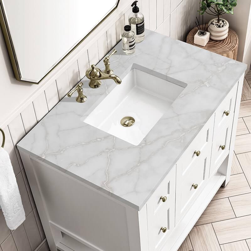 James Martin Breckenridge 36" Single Vanity Bright White With Victorian Silver Top