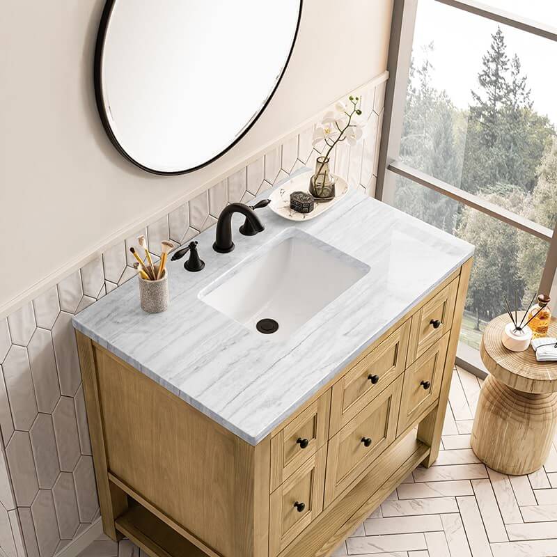 James Martin Breckenridge 36" Single Vanity Light Natural Oak With Arctic Fall Top