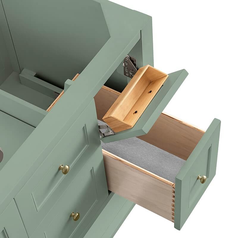 James Martin Breckenridge 36" Single Vanity Smokey Celadon Open Drawers