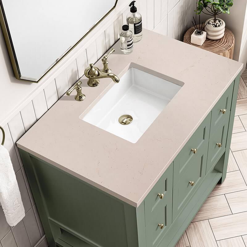 James Martin Breckenridge 36" Single Vanity Smokey Celadon With Eternal Marfil Top