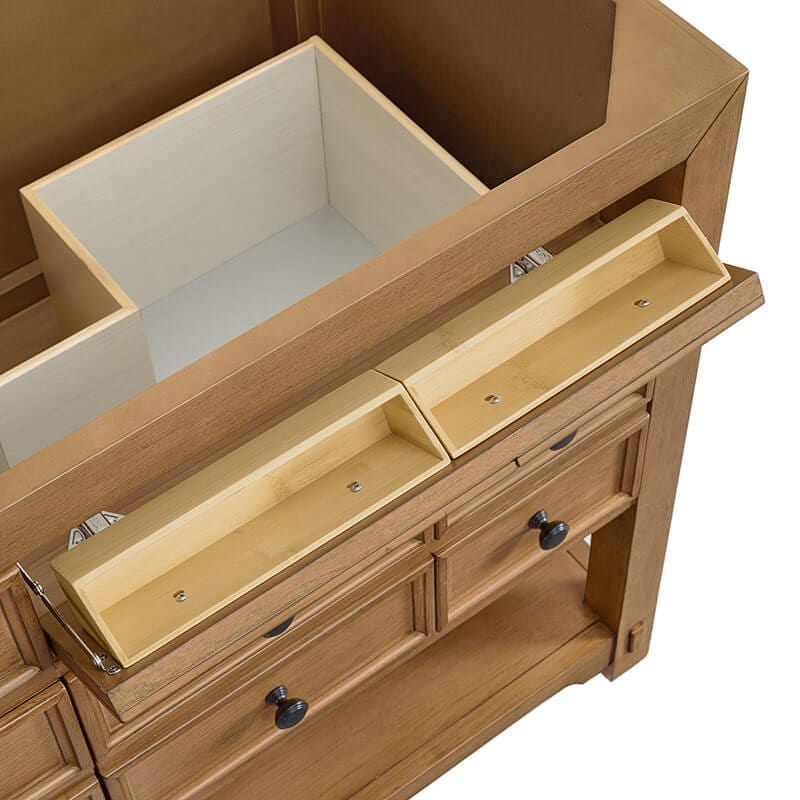 james martin malibu 72" double vanity amber birch soft close