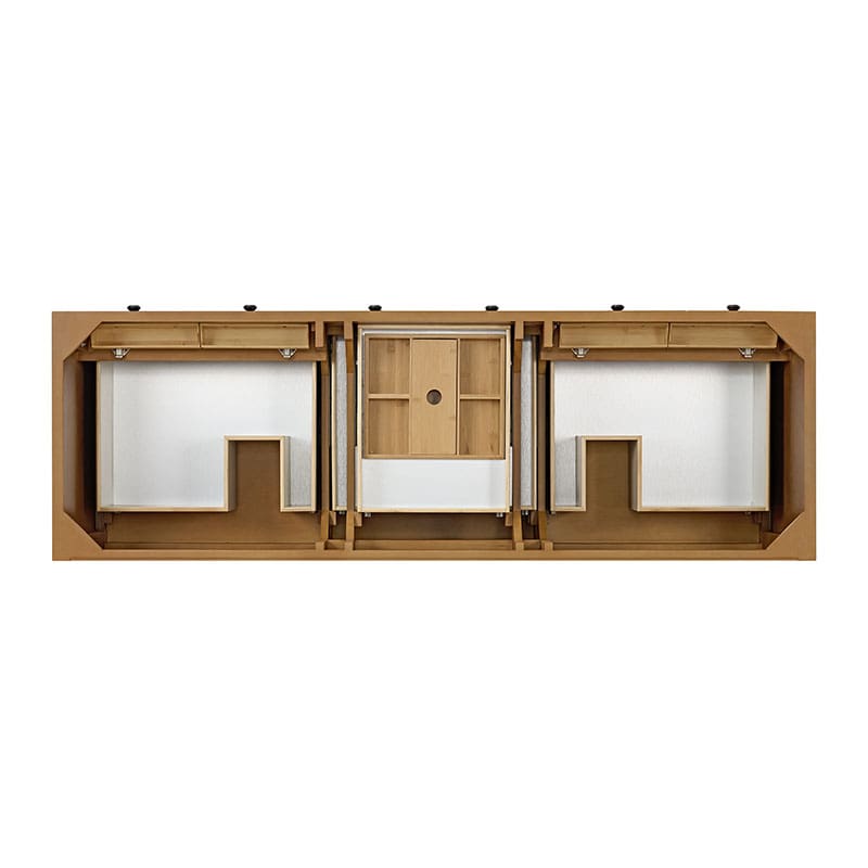 James Martin Malibu 72 Inch Double Vanity Amber Birch Top View