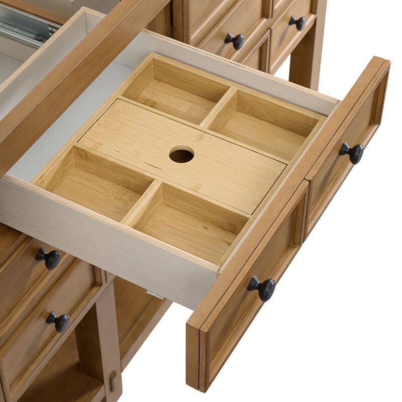 Malibu 72" Inch Double Vanity Amber Birch Removable Bamboo Drawer Organizer