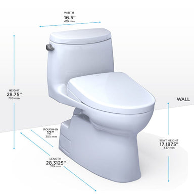 Toto Carlyle Ii Washlet + S7a One-Piece Dimensions