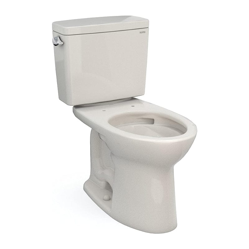 toto drake two piece elongated universal height toilet sedona beige corner view
