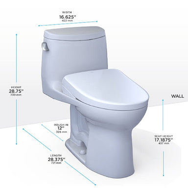 toto ultramax ii washlet s7a one piece 1.28 gpf dimensions