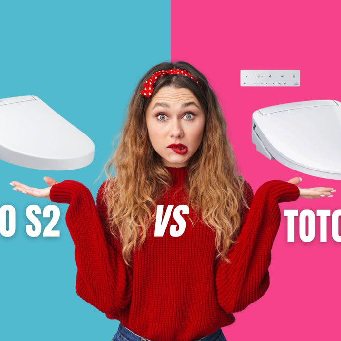 TOTO S2 vs TOTO KS6 - Lady with hands up making a undecided face