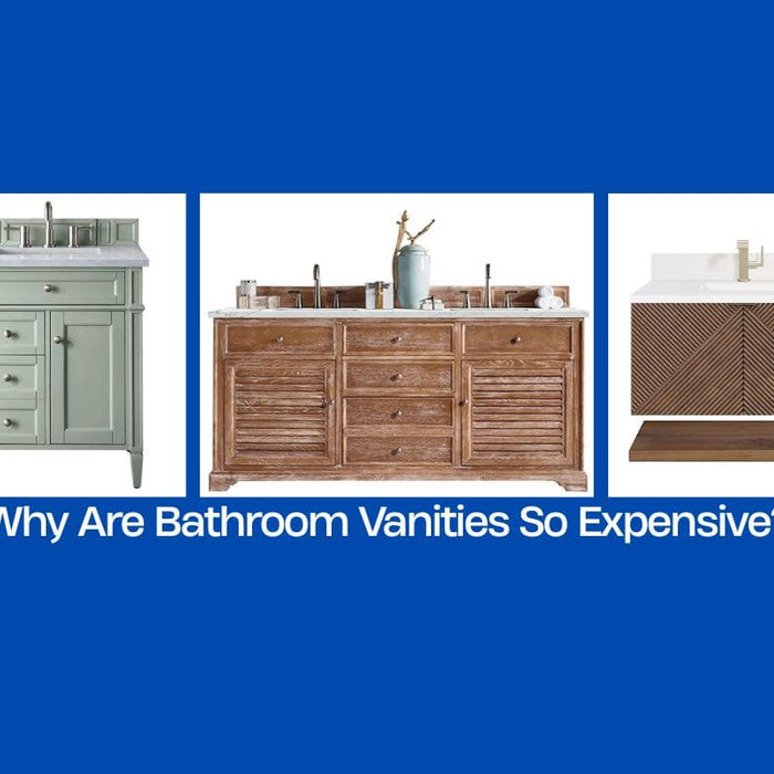 Three Bathroom Vanities two being single sink and one double sink - Why Are Bathroom Vanities So Expensive?
