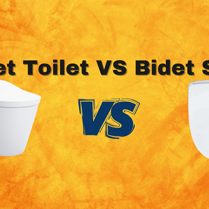 bidet toilet vs bidet seat with orange background