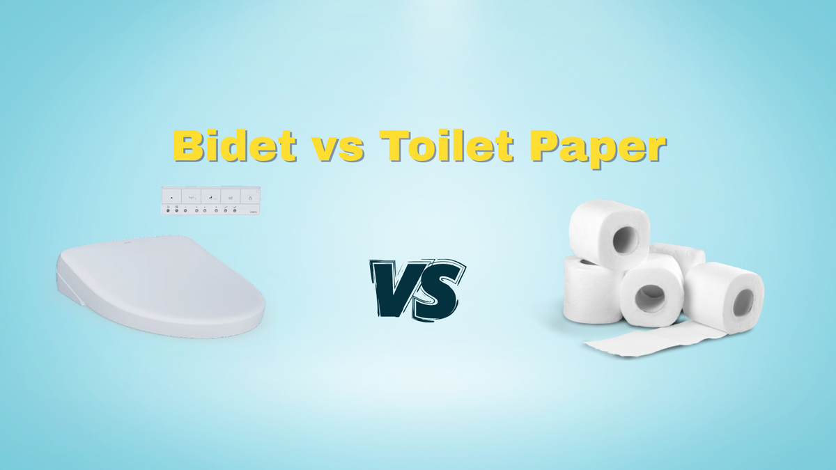 bidet vs toilet paper blue background