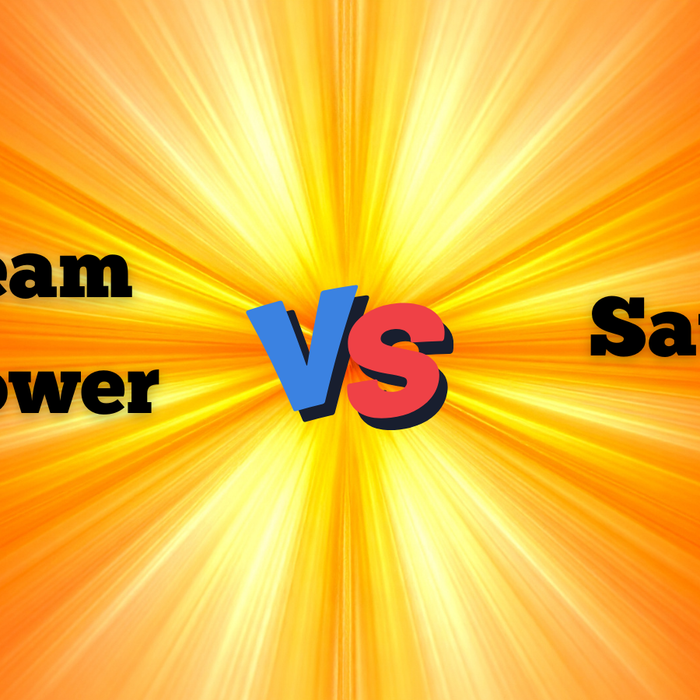 steam shower vs sauna bright orange yellow background