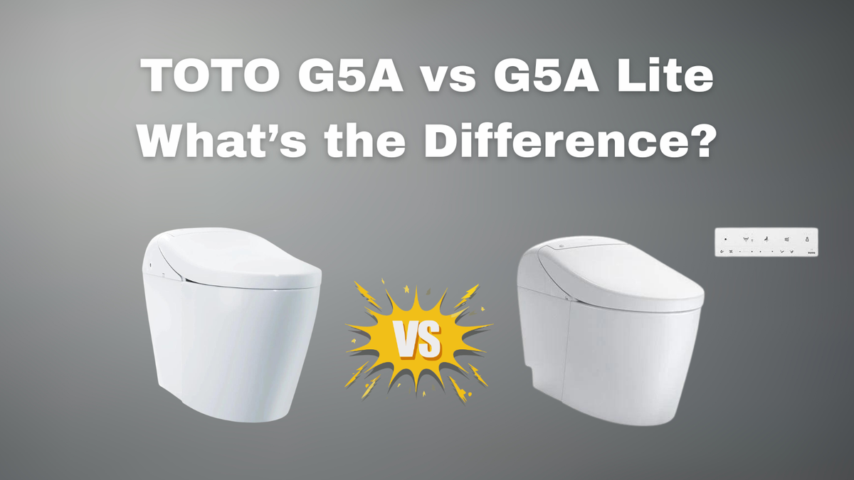 toto g5a vs g5a lite gray background with two bidet toilets 