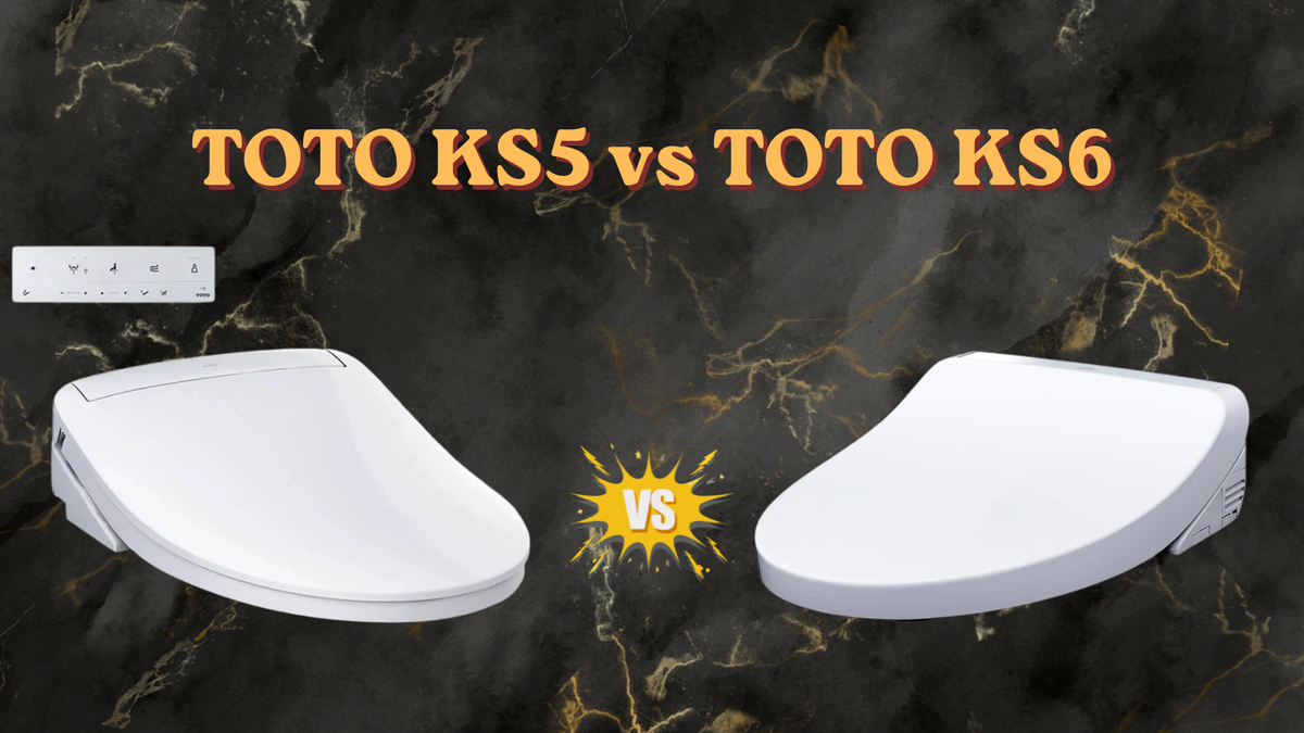 toto ks5 vs ks6 black marble background bidet seats facing each other