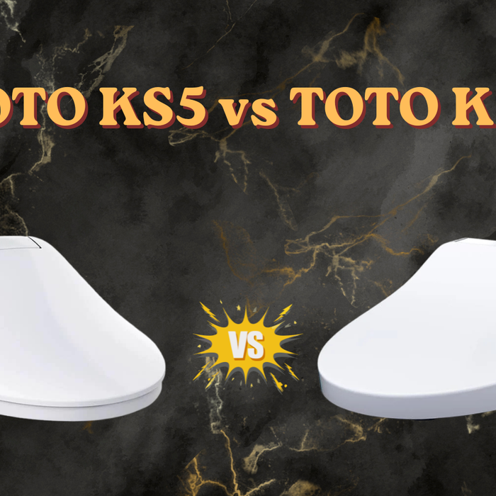 toto ks5 vs ks6 black marble background bidet seats facing each other