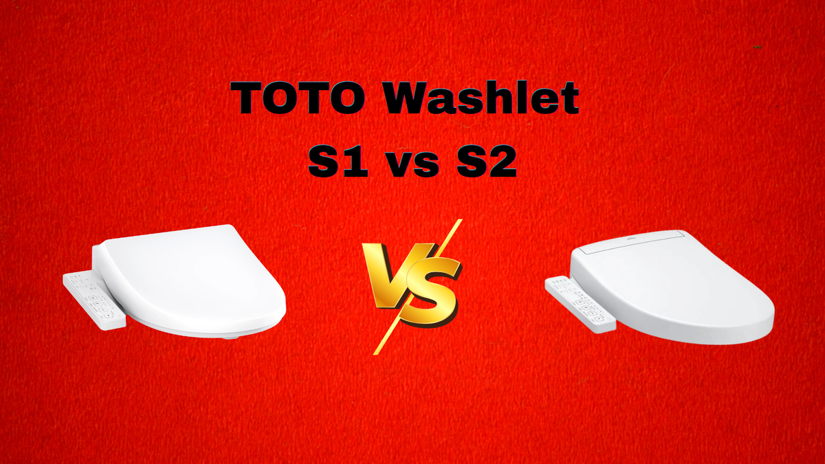 toto s1 vs s2 red background two bidet seats in the foreground
