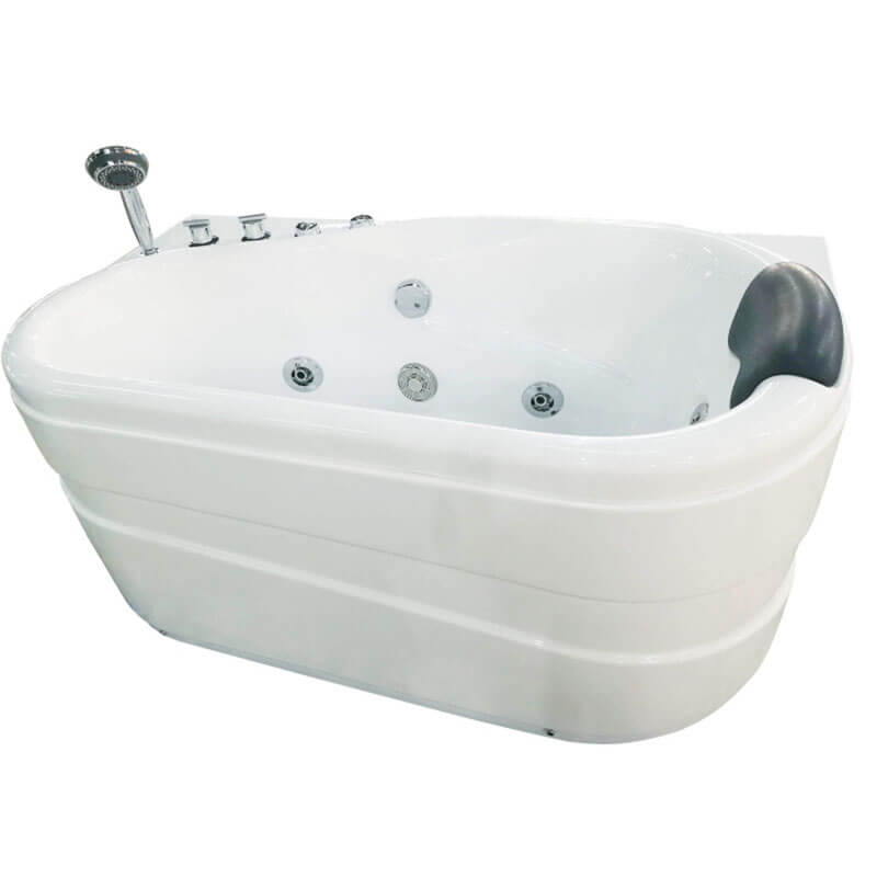 AM175-L 57'' White Acrylic Jetted Whirlpool Bathtub with Fixtures Corner View