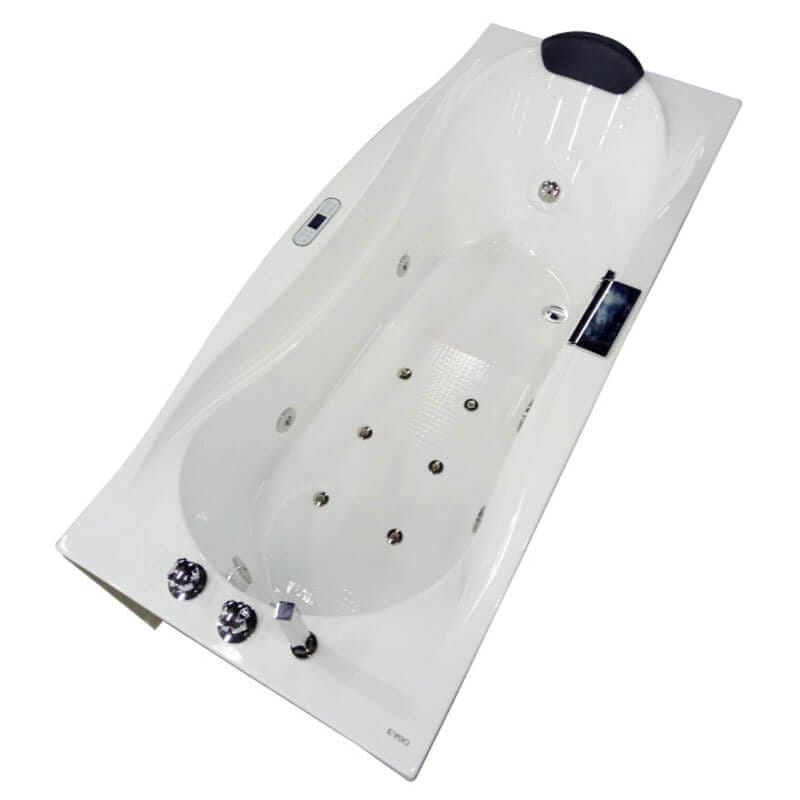 AM189ETL-R 6 ft Left Drain Acrylic White Whirlpool Bathtub with Fixtures Top View