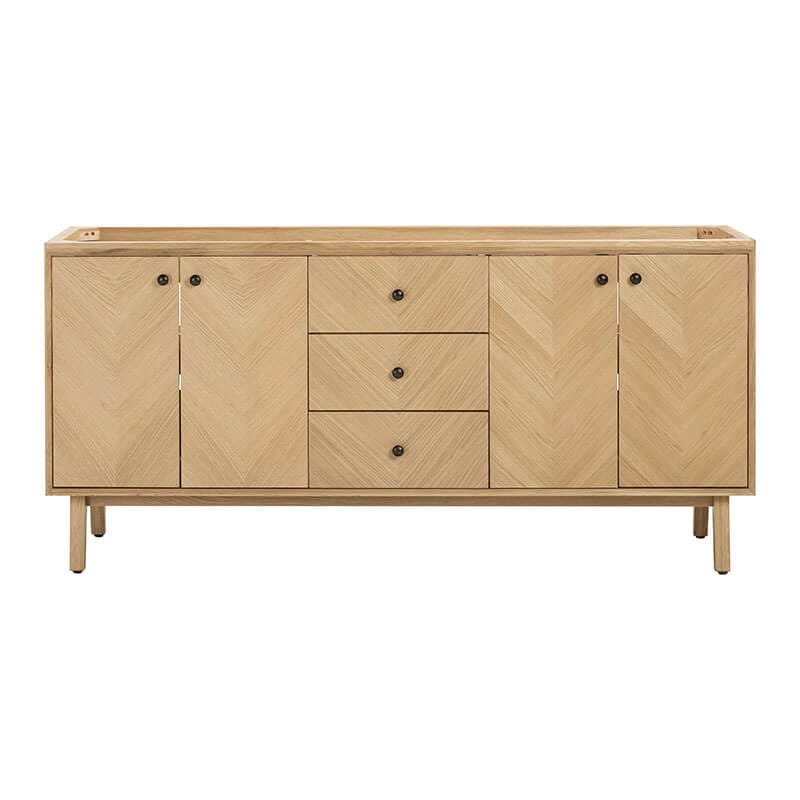 Adele 72 inch Double Sink Bathroom Vanity Natural Oak Cabinet Only
