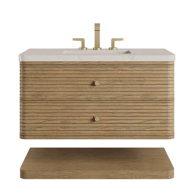 Allamari 36" Single Vanity Dune Mist in Siberian Silestone Top Front View